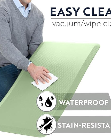KANGAROO Thick Ergonomic Anti Fatigue Mats for Kitchen Floor, 39x20, Cushioned Standing Office Desk Mat, Waterproof Scratch Resistant Topside, Supportive All Day Comfort Padded Foam Rugs, Sage Green