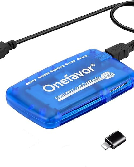 SmartMedia Cards Reader Writer, All-in-1 USB Universal Multi-Card Memory Cards Reader for Windows, Mac, Linux (Card Reader + iPhone Adapter)