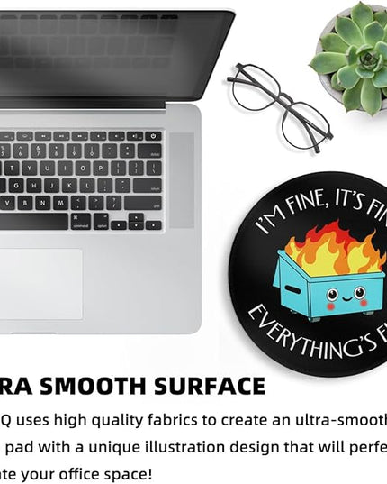 3 Pack Classic Dumpster on Fire Small Mouse Pad, Cute Funny Round Mousepad with Non-Slip Rubber Base, This is Fine Mouse Pads for Desk Accessories Laptop Gaming Office Supplies Decor(8.6 x 8.6 Inch)