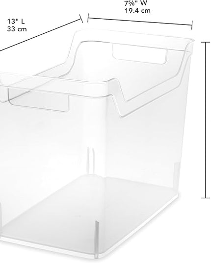 Sterilite Medium Shelf Bin with Handles, Plastic Storage Container for Organizing Shelving, Closet, Pantry, and Countertops, Clear, 6-Pack