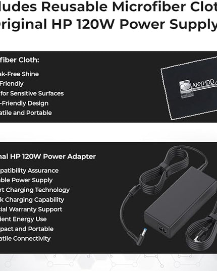 HP Docking Station for Laptop Dual Monitor and Charging Bundle - HP USB-C G5 Dock 5TW10AA / 5TW10UT / 5TW10AA#ABB with 120W Adapter, HDMI, DisplayPort, USB-C Cables & Microfiber Cleaning Cloth
