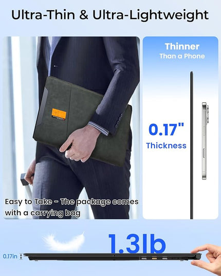 Cevaton Laptop Screen Extender, 14" Ultra-Slim & Lightweight Portable Monitor for 13"-17" Laptops, 1080P FHD Dual Monitor, One Cable Connection, Compatible with Wins/Mac/Android/Linux/Chrome (Grey)