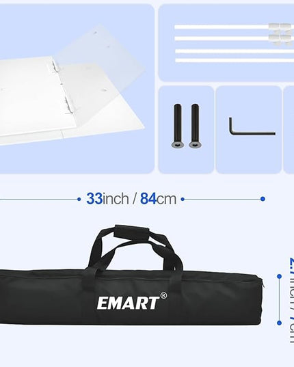 EMART Backdrop Stand, 6.5x10 ft Adjustable Photo Background Pipe and Drape Photography Kit with Heavy Duty Metal Flat Base for Parties, Wedding, Video Studio, Birthday - White