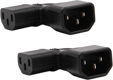 2-Pack Right Angle IEC C14 to C13 Power Adapter PDU Power Extension for LCD LED TV Wall Mount