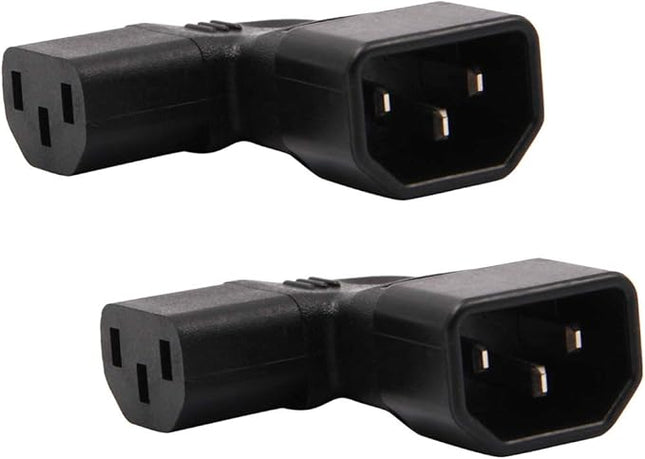 2-Pack Right Angle IEC C14 to C13 Power Adapter PDU Power Extension for LCD LED TV Wall Mount