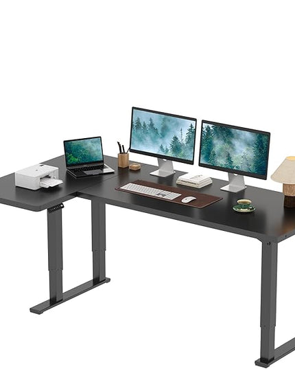 SANODESK 4-Leg L Shaped Standing Desk, Electric Height Adjustable Desk with Memory Presets for Home Office, Stand up Desk Computer Workstation, 78x43 Inches Black