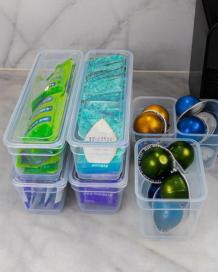 AB Designs Best Kept Plastic Storage Bins with Lids - Mixed Pack, 4 Long & 4 Small Home Organizer Storage Boxes with Lids, Clear
