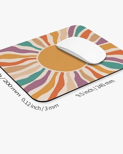 Square Mouse Pad Retro Sun,Personalized Premium-Textured Custom Mouse Mat Design,Washable Mousepad Cloth,Non-Slip Rubber Base Computer Mouse Pads for Wireless Mouse