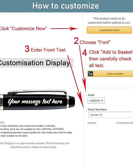 Ancolo Personalized Ballpoint Pens - Executive Writing Pen with 10 Black Ink Refill Engraved with Your Message Name on the Pens Gift Set for Man/Women/Writers/Collection/Journalist