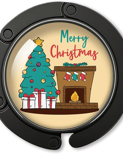 YAZMEEN Merry Christmas Foldable Purse Hook for Table, Women's Handbag Hanger Holder, Portable Purse Table Hanger, Christmas Decor Gifts for Women, Funny Desk Hook Gifts for Mom Wife Sister Friend