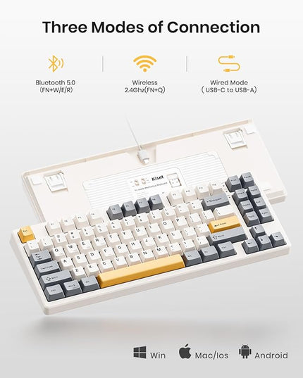 Wireless Mechanical Keyboard,Gasket Mounted with Creamy Sound,Bluetooth/2.4GHz/USB-C,Custom Hot Swappable,RGB Backlit,75% Compact Layout for Gaming/Typing/Win/Mac/PC (Retro Beige,Linear Switch)