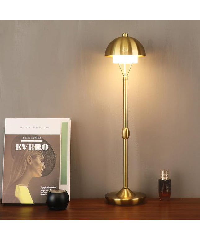 Modern Table Lamp Cordless Portable Desk Lamp, 2700K Stepless Dimming Rechargeable Battery Operated LED Lights for Bedroom, USB-C Charging, Restaurant/Bar/Night Light/Gifts (Antique Brass)