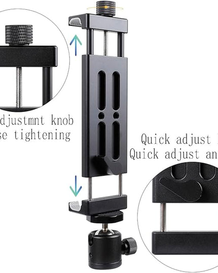 Leenconghui Aluminum Tripod Mount Adapter for iPad, 360 Rotatable Tablet Holder Compatible with iPad Pro/Air/Mini, Samsung Tab and Other 4.7" -15" Tablets
