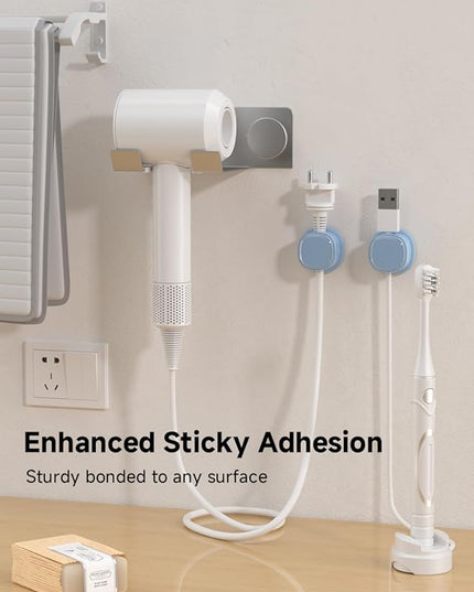 9 Pack Cord Organizer, Spring Cable Management, Adhesive Cute Cable Holder Clips, Phone Charger Wire Keeper for Desk Nightstand Car Office (9-Pack Blue)