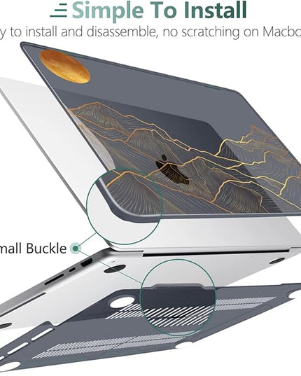 DONGKE Case for M5 MacBook Pro 14 inch 2025 2024-2021 M4 M3 M2 M1, Plastic Hard Shell Cover Compatible with A3434 A3112 A3401 A3185 A2992 A2779 A2442, Retina XDR Display & Touch ID, Abstract Mountain
