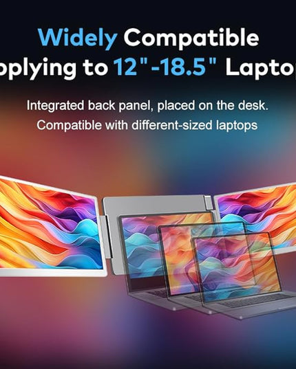 15.6" Laptop Screen Extender for Triple Display - FHD 1080P Portable Monitor For Laptop - Compatible with MacOS/Windows/Android - USB C Detachable Plug & Play Extended Screen for 12-17" Laptops