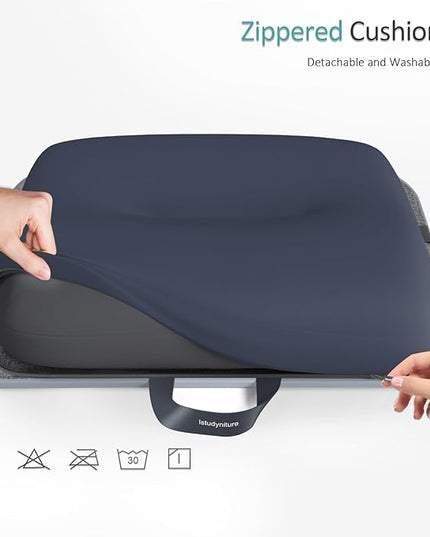 ISTUDYNITURE Portable Lap Desk with Cushion, Fits up to 15.6 inch Laptop, Laptop Stand with Device Ledge and Phone Holder, for Home Office (Grey, Small)