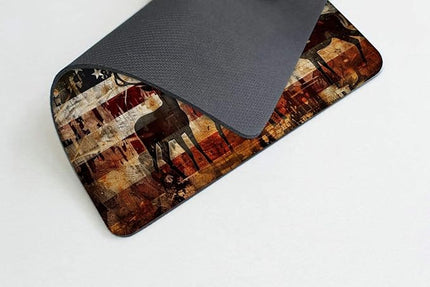 Square Mouse Pad Graceful Deer and National Flag -1,Gaming Mouse Pads for Desk,Soft Computer Waterproof Non-Slip Mouse Mat