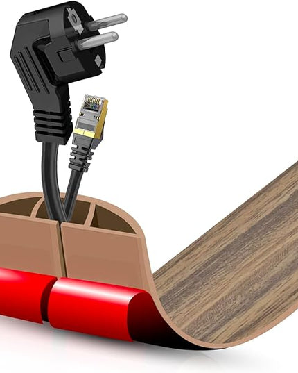 Floor Cord Cover Self Adhesive Cord Hider,3.3FT Cable Management, Extension Strip Protector for Wires, Prevent Cable Trips for Offices, Gyms, Exhibitions Cavity:0.47"(W) x0.35(H) Woodsmokedbrown