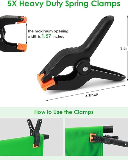 Green Screen Backdrop Kit, Portable Greenscreen Background with T-Shaped Stand, 5 Clamps & Carrying Bag for Photography, Streaming, Zoom, Gaming, (Green, 6.5 Feet X 5.0 Feet)