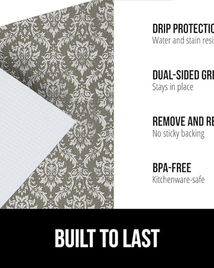 GORILLA GRIP DripGuard Shelf Liner, Non Adhesive Drawer and Kitchen Cabinet Protector, Slip Resistant BPA Free Smooth Surface Plastic Liners for Cabinets, Bathrooms, Closets, 12x240 Inch, Beige Cream