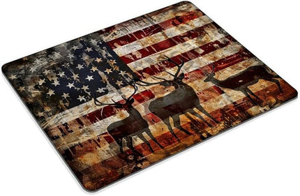 Square Mouse Pad Graceful Deer and National Flag -1,Gaming Mouse Pads for Desk,Soft Computer Waterproof Non-Slip Mouse Mat