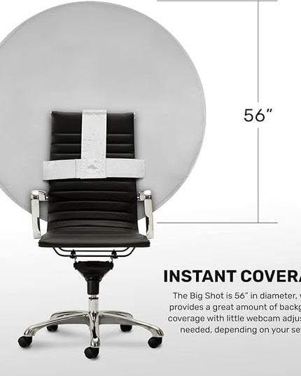 Webaround Big Shot 56" | Grey | Portable Collapsible Webcam Backdrop | Attaches to Any Chair | Wrinkle-Resistant Fabric | Ultra-Quick Setup and Takedown | Perfect for Zoom, Webex, Teams, etc.