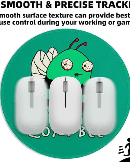 Zom Bee Round Mouse Pad 8.6 x 8.6 Inch, Cute Funny Mousepad for Laptop Gaming, Stitched Edge Non-Slip Rubber Base, Home Office Decor Desk Accessories