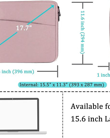Laptop Sleeve Case 15.6 inch, Durable Shockproof Protective Computer Carrying Cover with Front Pocket, Briefcase Handbags Laptop Sleeve Bag for 15.6 inch HP, Dell, Acer, Asus, Notebook, Pink