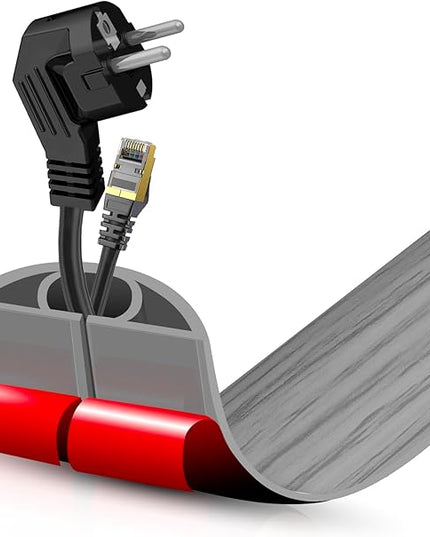 Floor Cord Cover Self Adhesive Cord Hider,3.3FT Cable Management, Extension Strip Protector for Wires, Prevent Cable Trips for Offices, Gyms, Exhibitions Cavity:0.51"(W) x 0.3"(H) Gray Wood