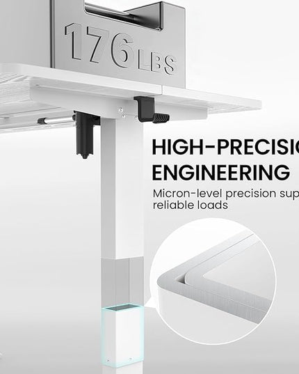 Veken 55 x 28 Inch Electric Standing Desk with Adjustable Height, Sit to Stand Computer Table for Study, Work or Gaming, Home Office Desk White