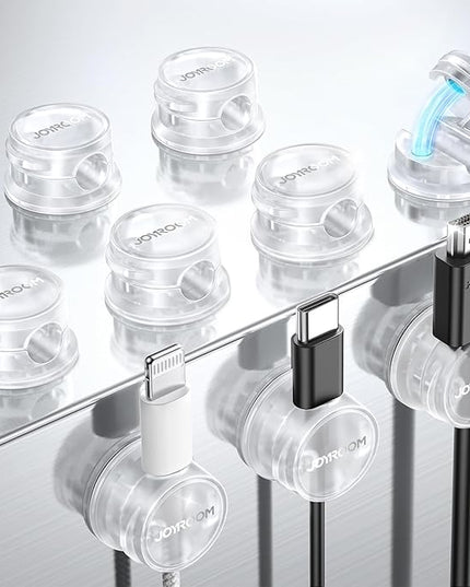 9 Pack Cable Management Cord Holder, JOYROOM Magnetic Cable Clips Adhesive Wire Hider, Cord Organizer for Desk Bedside Nightstand Table Desktop USB Wall Car Office Workspace Accessoriess, Clear