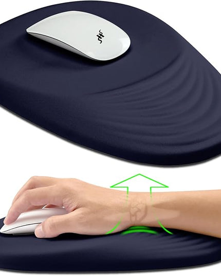 Hokafenle Ergonomic Mouse Pad Wrist Support, Terraced Slope Carpal Tunnel Wrist Pad for Mouse with Unibody Memory Foam, Wrist Rest Pain Relief Mousepad (Dark Blue, 11.8x7.9 in)