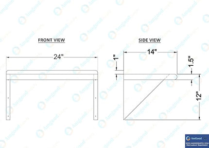 AmGood 24" Long X 14" Deep Stainless Steel Wall Shelf | NSF Certified | Appliance & Equipment Metal Shelving | Kitchen, Restaurant, Garage, Laundry, Utility Room