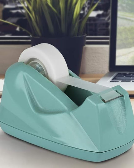 Acrimet Premium Desktop Tape Dispenser, Plastic, Non-Skid Base (Heavy Duty) (Solid Green Color)