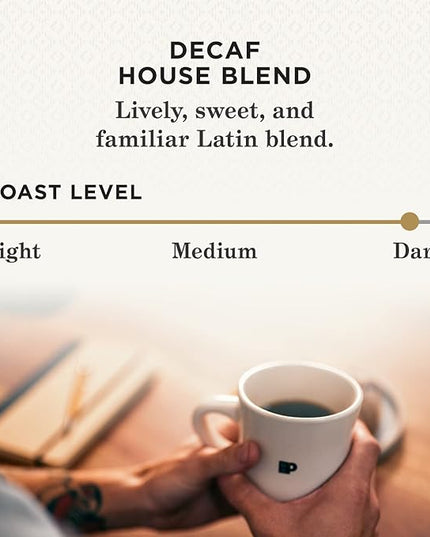 Peet's Coffee, Dark Roast Decaf Keurig K-Cup Pods, Decaffeinated Arabica Coffee - Decaf House Blend 60 Count (6 Boxes of 10 K-Cup Pods)