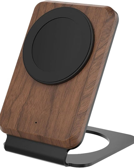 ARK Uno² - Solid Wood Phone Stand Magnetic Wireless Charging Station w/Adapter & USB to USBC 15W Wireless Charger. Home, Office, Kitchen,Best Mens Gifts!
