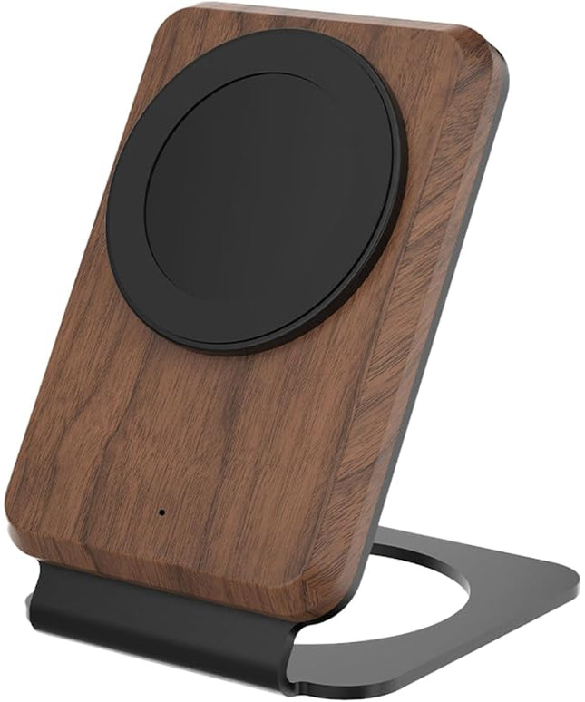 ARK Uno² - Solid Wood Phone Stand Magnetic Wireless Charging Station w/Adapter & USB to USBC 15W Wireless Charger. Home, Office, Kitchen,Best Mens Gifts!
