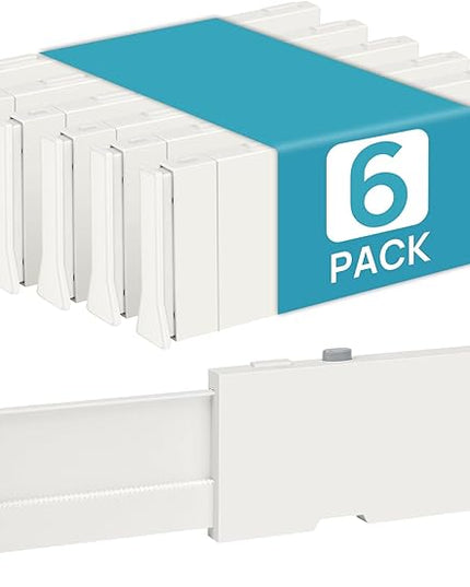 Vtopmart 6 Pack Drawer Dividers for Clothes, 4" High 11.3"-17" Adjustable Expandable Dresser Drawer Organizer, Plastic Drawers Separators for Dresser, Baby Clothes, Underwear, Kitchen & Office Storage