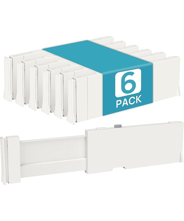 Vtopmart 6 Pack Drawer Dividers for Clothes, 4" High 11.3"-17" Adjustable Expandable Dresser Drawer Organizer, Plastic Drawers Separators for Dresser, Baby Clothes, Underwear, Kitchen & Office Storage