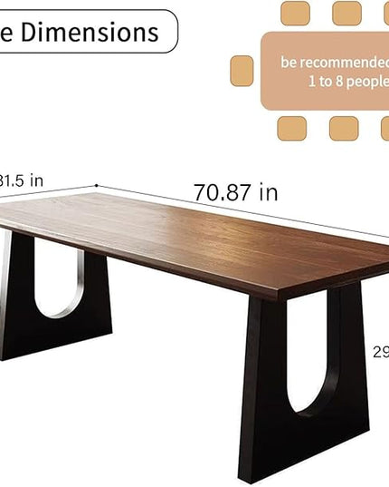 Wooden Executive Office Desk Computer Table Multi-Sized High Cost Performance Stylish Design Metal Legs Versatile Use for Office or Dining Casual Table (Walnut Color, 70.87in)