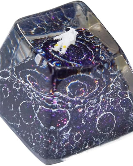 Cool Purple Galaxy White Astronaut Artisan Keycap R1 SA Profile Custom Astronauts Keycaps 1U ESC Handmade Gaming Resin Key Cap Cherry MX Switch Compatible Mechanical Keyboard Space Lover Gift
