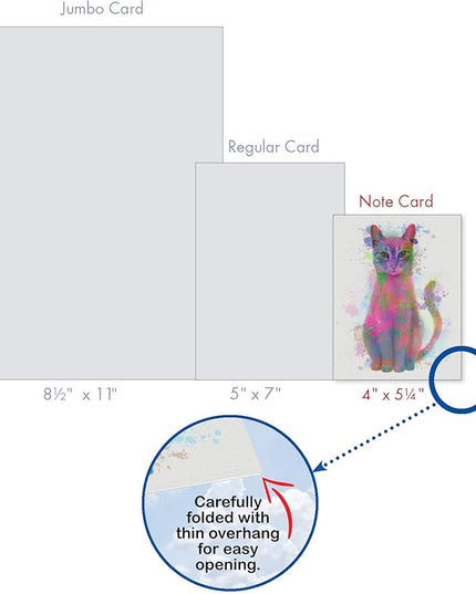 The Best Card Company - Assorted Kittens Watercolor Blank Greeting Box Set - Incl. 10 Unique Design Notecards + Envelopes for Thank You, Invitation - Funky Rainbow Cats AM6199OCB-B1x10