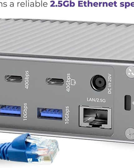 Thunderbolt 4 Dock – 21-Ports Laptop Docking Station Dual Monitor for MacBook Air/Pro (M1–M4), Windows & Chrome – Dual 4K or Single 8K Display, 40Gbps Speed, 90W Charging, USB-C/A Hub