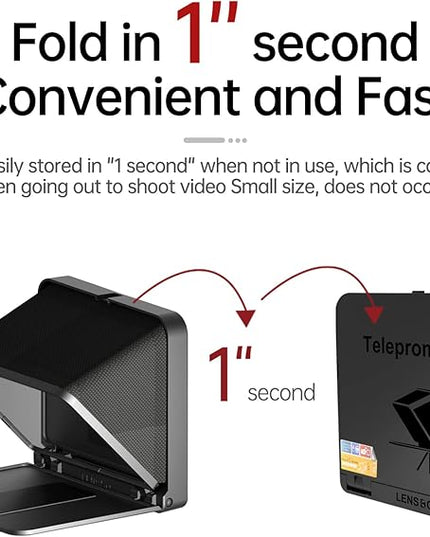 LENSGO Portable Teleprompter for iPad Tablet Smartphone DSLR Camera 7.9'', APP Compatible with iOS & Android System for Online Teaching Vlog Live Streaming Interview (TC7 for phond/ipad/Camera)