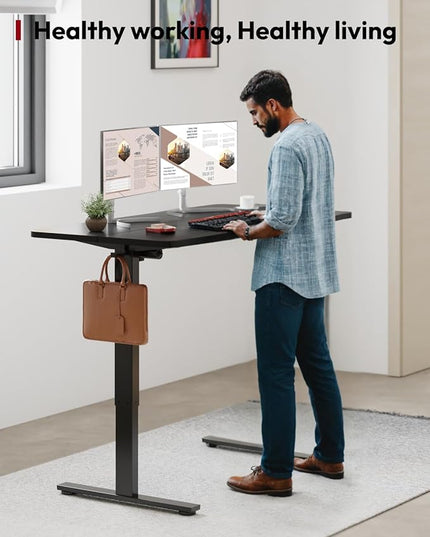SANODESK Standing Desk Height Adjustable Electric Stand up Desk 48x24 Inches Sit Stand Home Office with Splice Board, Black Frame/Black Top