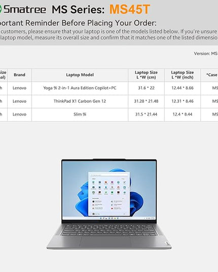 Smatree MS45T Hard EVA Protective Sleeve Case with Stand Compatible for 14 inch Lenovo Yoga 9i 2-in-1 Aura Edition Copilot+PC, for 14 inch Lenovo Slim 9i, for 14inch ThinkPad X1 Carbon Gen 12