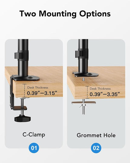 HUANUO Dual Monitor Mount up to 32 inches Screens, Taller Monitor Stand Hold 19.8lbs, Dual Monitor Arm Desk Mount Easy Adjustable with Tilt, Swivel, Rotation, VESA 75/100mm