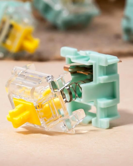 Jade Series 3.0 Yellow Linear Keyboard Switches,3-Pin 55gf 20mm Dual-Stage Spring Pre-lubed Switches for MX Mechanical Keyboard(Yellow,45Pcs)