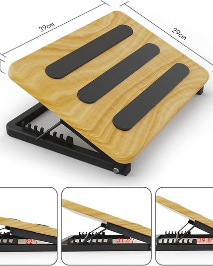 Ergonomic Foot Rest to Improve Posture-Adjustable Under Desk Foot Stool with 7 Angle Settings,Non-Slip Wooden Surface & Sturdy Metal Frame,Ideal for All-Day Comfort at Office or Home